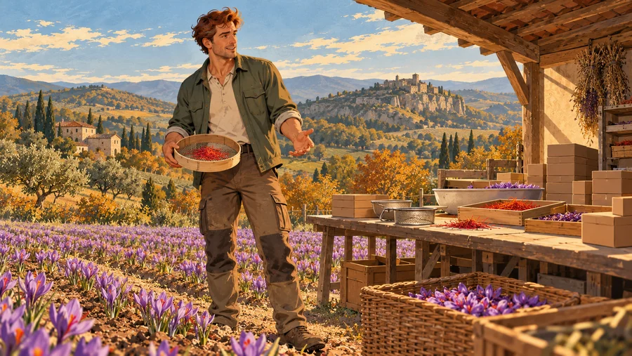 Illustration d’un entrepreneur agricole dans sa ferme
